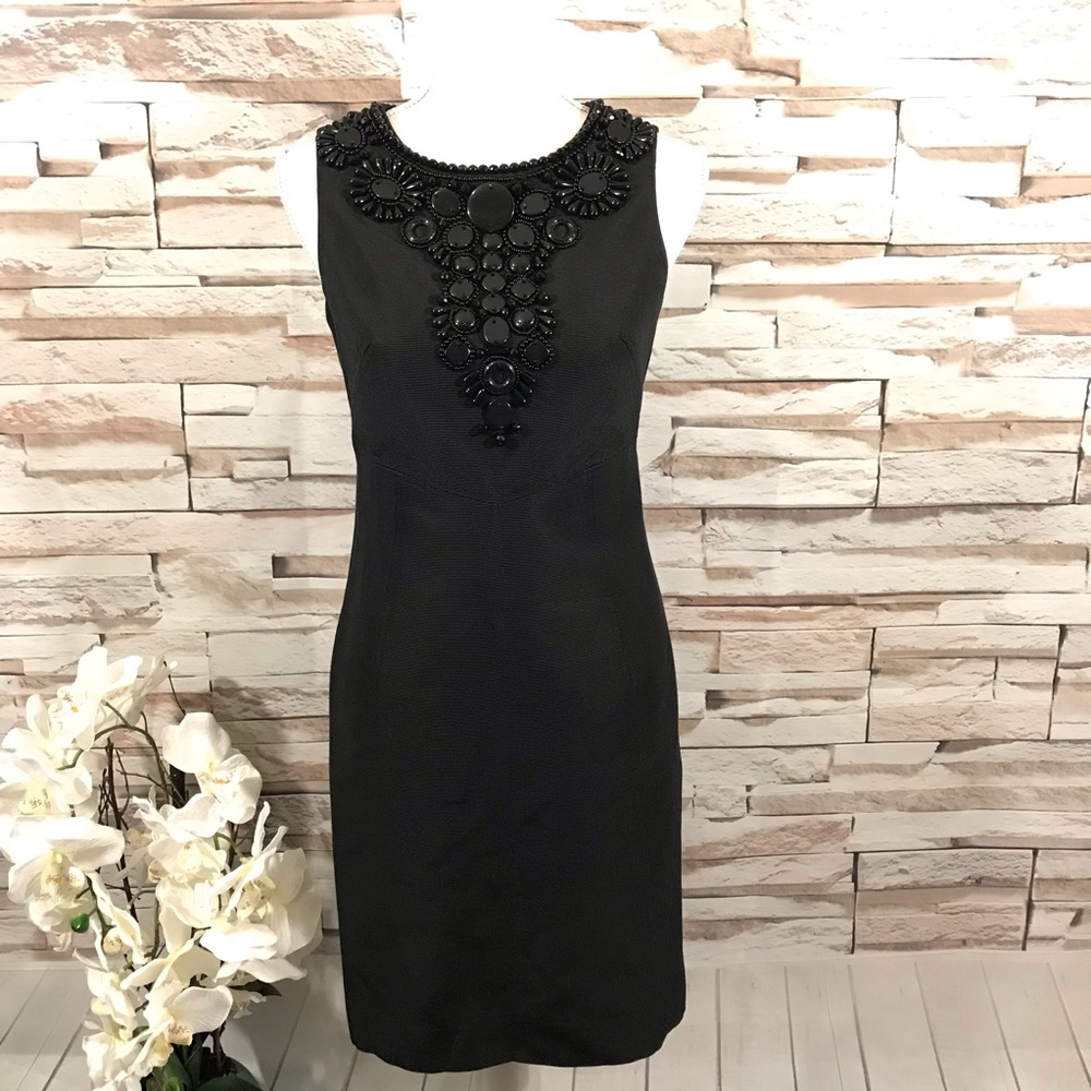 Per se Black Beaded Mini Dress Sz 0 (J07)